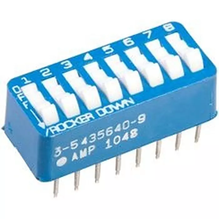 ALCOSWITCH - TE CONNECTIVITY Switch, Dip, 8 Position, Spst, Raised Rocker, 3-5435640-9.