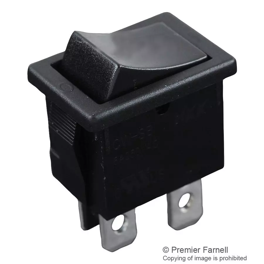 E-SWITCH ROCKER SWITCH, DPST, 9A, 125V, PANEL, R1973BBLKBLKEF0.