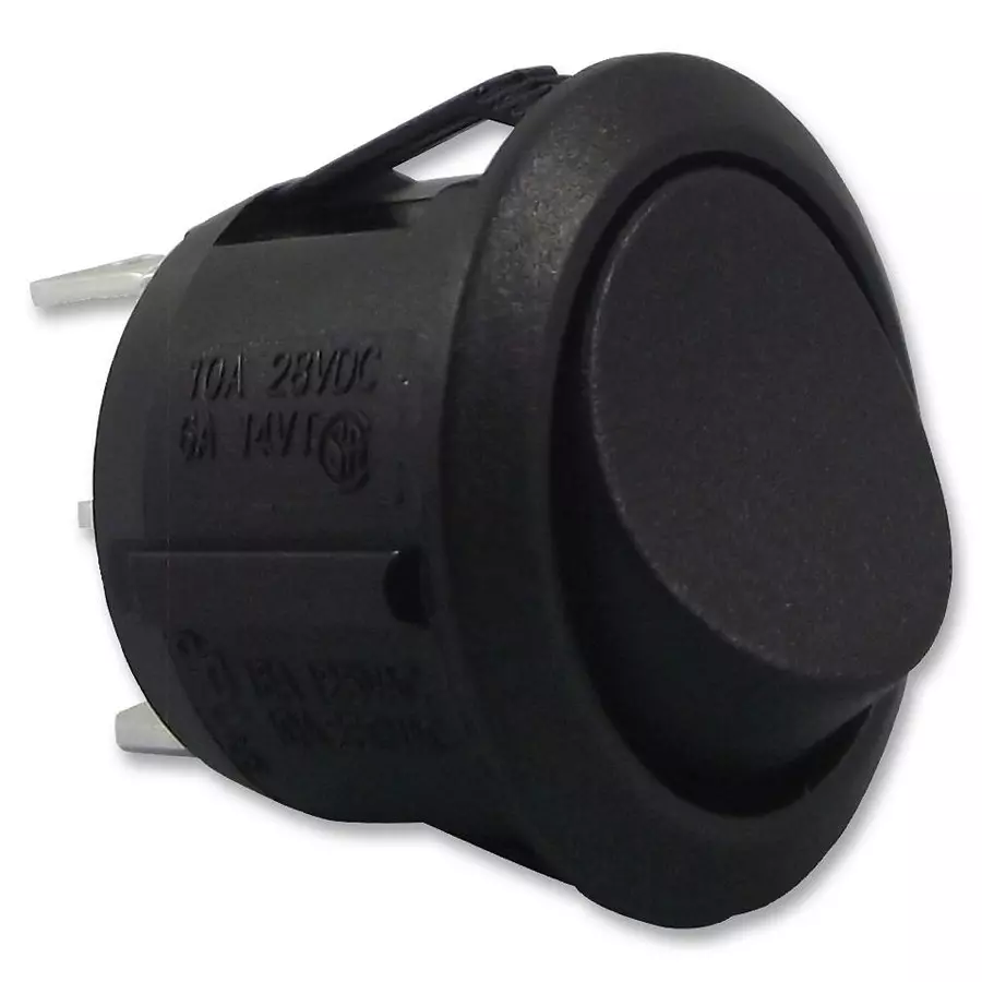 ARCOLECTRIC (BULGIN LIMITED) SWITCH, ROCKER, SPDT, ROUND, BLACK, R13112CAAA