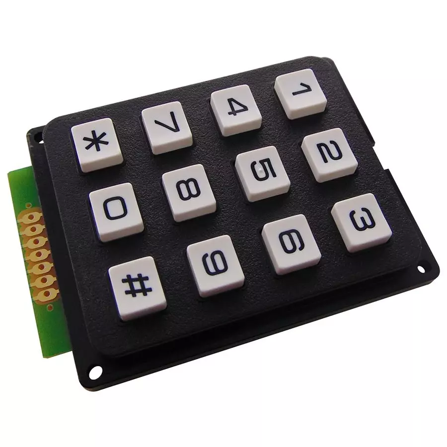 MULTICOMP Keypad, 3X4 Array, 0.02A, 24VDC, Plastic, MCAK304NBWB
