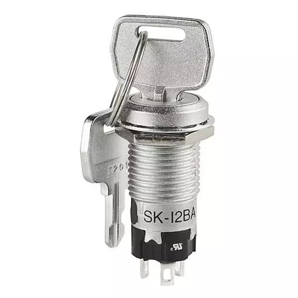 NKK SWITCHES Keylock Switch Non-Illuminated Solder Lug Termination 3 Amp SPDT 2 Position, SK12BAW01/C-UL