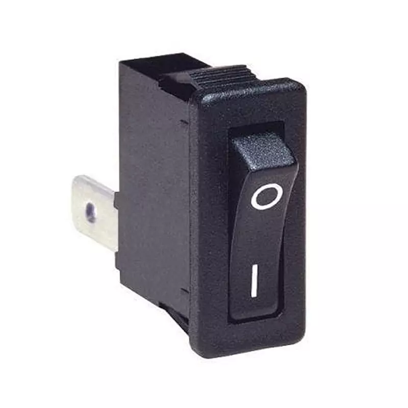 BULGIN LIMITED Thinline Rocker Switch Non-Illuminated Quick Connect Termination 10 Amp Curved Actuator, H8800VABB