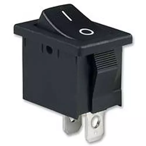 E-SWITCH Rocker Switch, Spst, 15A, 125Vac, Panel, R1966Ablkblkff.