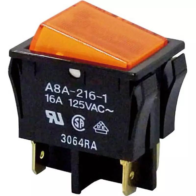 Omron Neon light Rocker Switch IEC IP40 Orange Cap Color, A8A Series