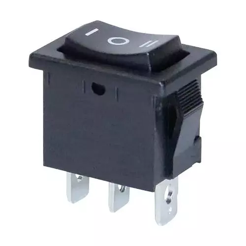 E-SWITCH ROCKER SWITCH, SPDT, 15A, 125VAC, BLACK, R1966HBLKBLKBF.