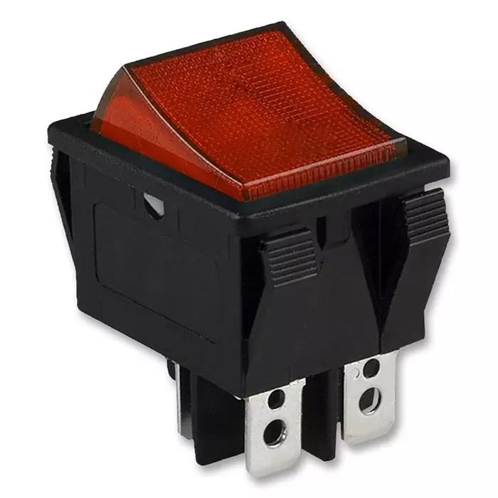 E-SWITCH SWITCH, ROCKER, DPST, 20A, 125VAC, BLACK, R5BBLKREDEF1.