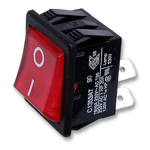 ARCOLECTRIC (BULGIN LIMITED) ROCKER SW, DPST-NO, 16A, 250VAC, PANEL, C1353ATNAN