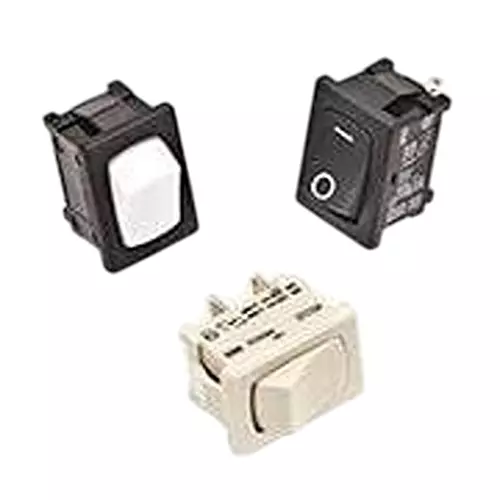 CARLING TECHNOLOGIES Small-Sized Rocker Switch Non-Illuminated Wire Lead Termination 8 Amp Rocker Actuator, 651685-BB-0N