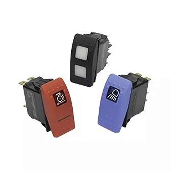 CARLING TECHNOLOGIES Sealed Rocker Switch Non-Illuminated Quick Connect Termination 15 Amp Rocker Actuator, VLB2A80B-ARC00-000