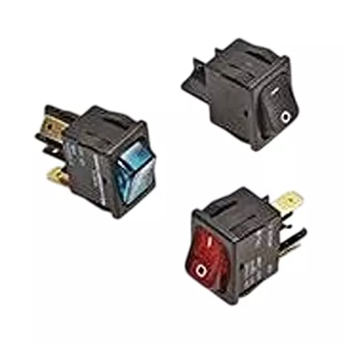 CARLING TECHNOLOGIES Small-Sized Rocker Switch Illuminated Quick Connect Termination 8 & 12 Amp Rocker Actuator, 632422-4B-KE