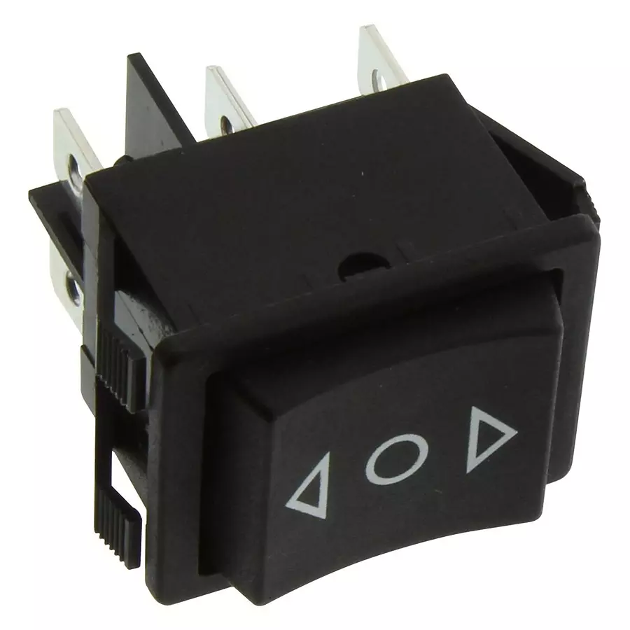 E-SWITCH ROCKER SWITCH, DPDT, 15A, 125VAC, BLACK, R5GBLKBLKHF0.