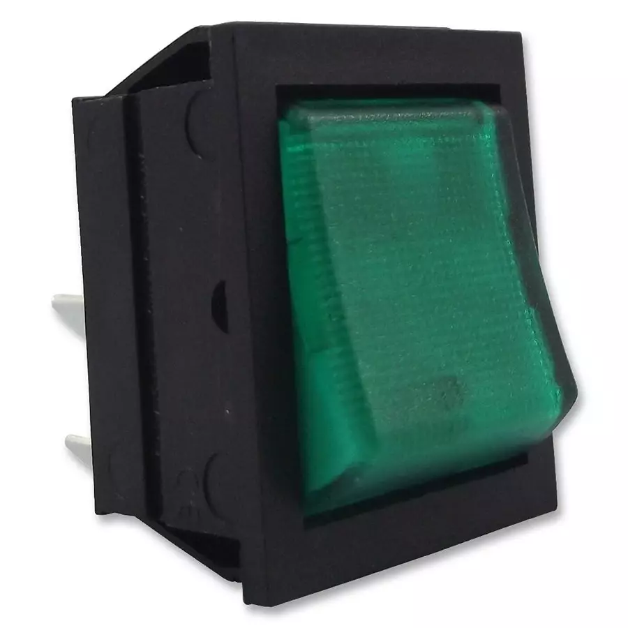 ARCOLECTRIC (BULGIN LIMITED) SWITCH, ROCKER, DPST, HI INRUSH, GRN, C1353ALNAF