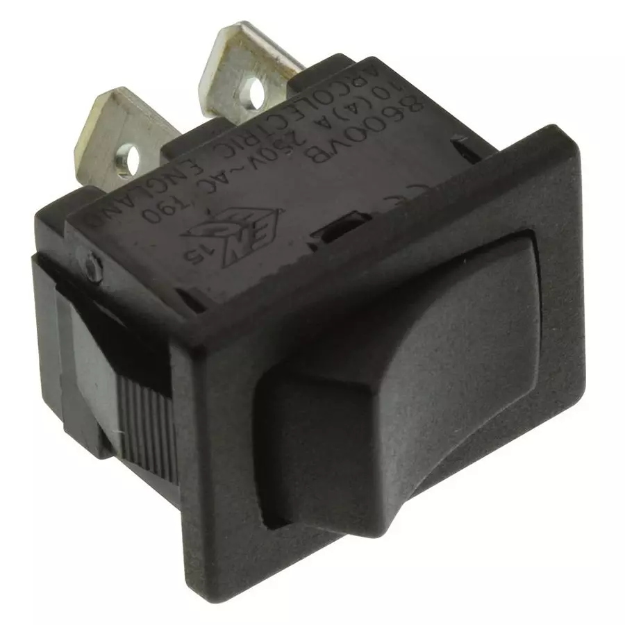 ARCOLECTRIC (BULGIN LIMITED) ROCKER SWITCH, SPST, 16A, 250VAC, BLACK, H8600VBBB