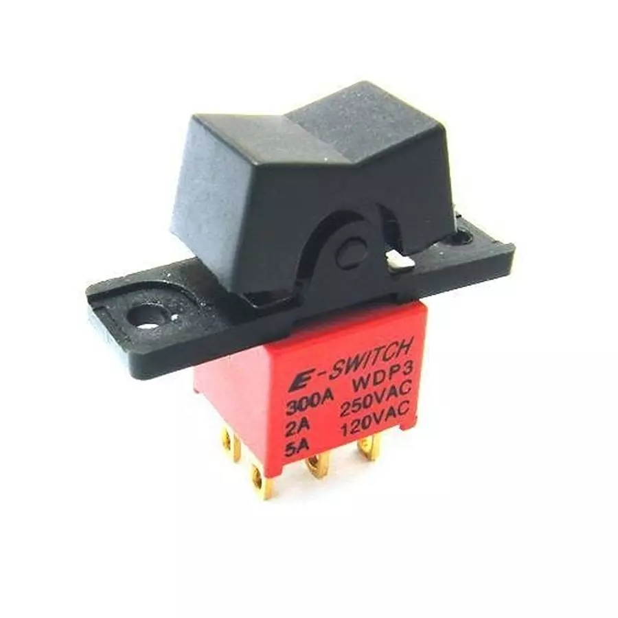 E-SWITCH Miniature Rocker Switch Non-Illuminated Solder Lug Termination 5 Amp Rocker Actuator 28 V DC, 300AWDP3R1BLKM1QE