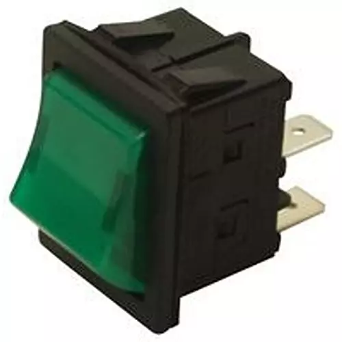 E-SWITCH Rocker Switch, Dpst, 20A, 125Vac, Panel, R5Bblkgrnef1. (Pack of 150)