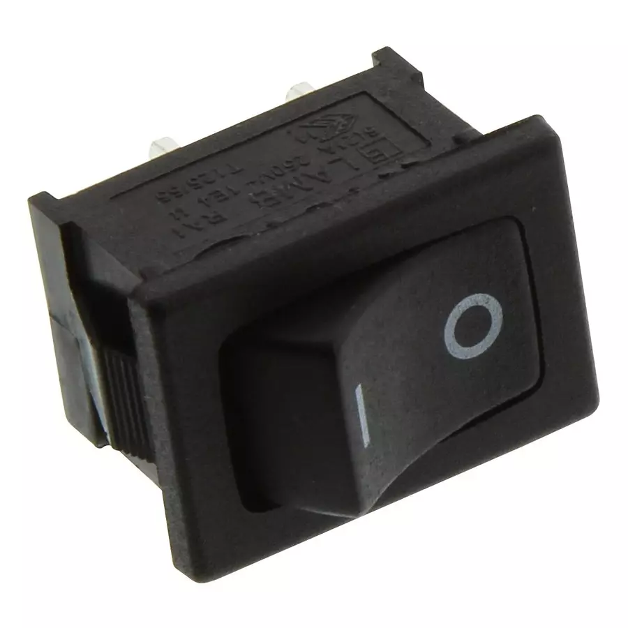 E-SWITCH ROCKER SWITCH, SPST, BLACK, PANEL, RA1113112R.