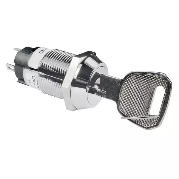 NKK SWITCHES Keylock Switch Non-Illuminated Solder Lug Termination 3 Amp SPDT 2 Position, CKL12BFW01-001