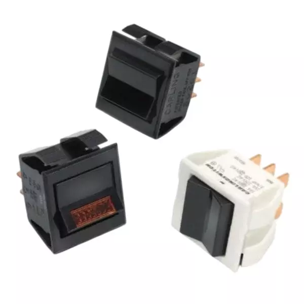 CARLING TECHNOLOGIES Rocker Switch Illuminated 15 & 10 Amp Rocker Actuator DP3T 125 V AC, 250 V AC, LTGQC501-TB-B-R/12V