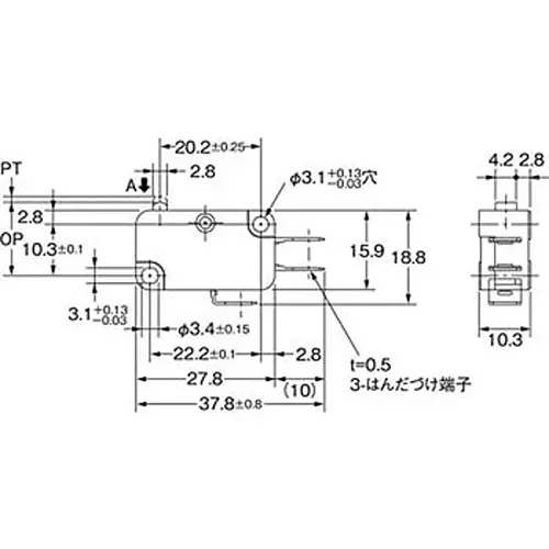 Omron Miniature Basic Switch 100 mohm or more (with DC500 V insulation resistance meter), V-10-3A4