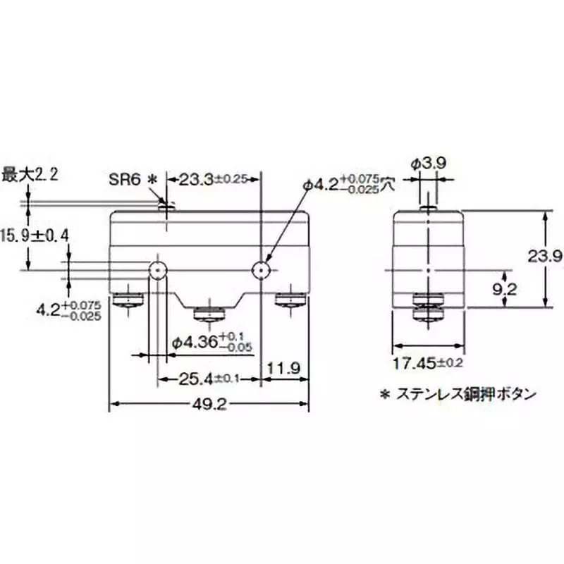 Omron Basic Switch Pin Push Button Type, Z-15G55-B