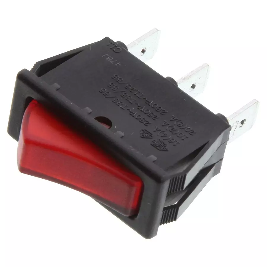 E-SWITCH ROCKER SWITCH, ILLUM, SPST, RED, PANEL, RB141D1000-116.