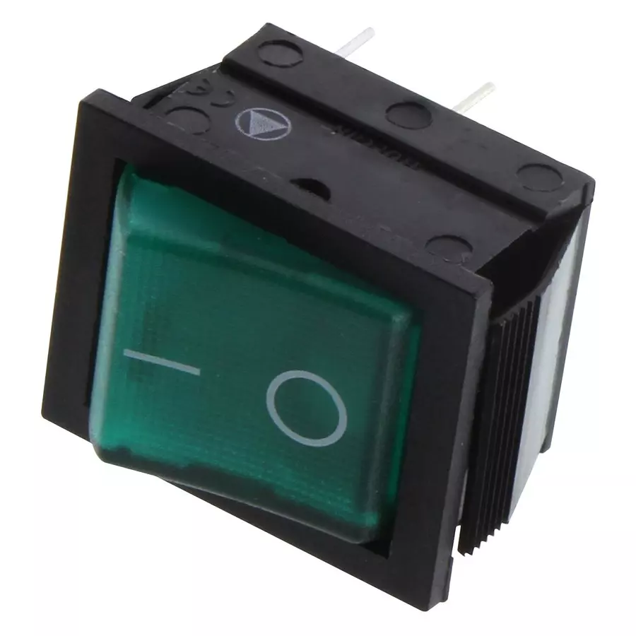 ARCOLECTRIC (BULGIN LIMITED) SWITCH, ROCKER, ILLUMINATED, DPST, 16A, 250VAC, GREEN, C1353AABG2-602AW-B