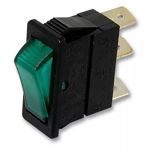 ARCOLECTRIC (BULGIN LIMITED) SWITCH, SPST, 16A, 250VAC, GREEN, C5503ATNAF