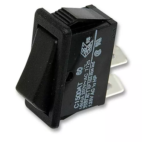 ARCOLECTRIC (BULGIN LIMITED) SWITCH, SPST, 16A, 250V, BLACK, C1501ATAAA