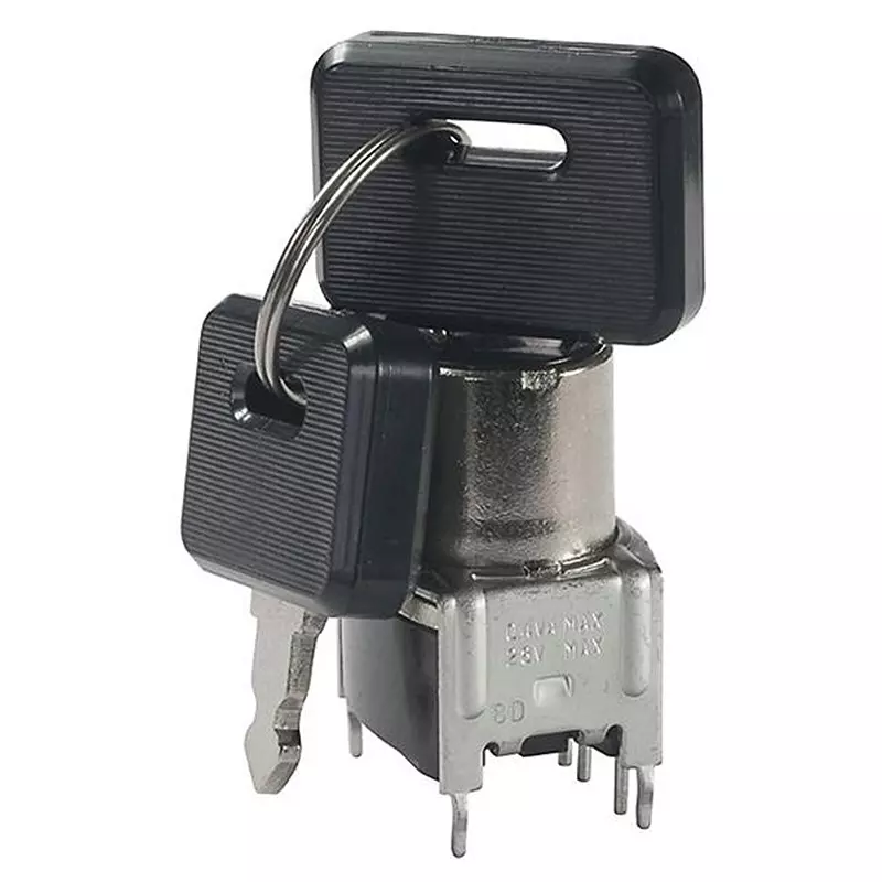 NKK SWITCHES Keylock Switch Non-Illuminated Pin Termination 100 uA SP3T 3 Position, SK14EG13