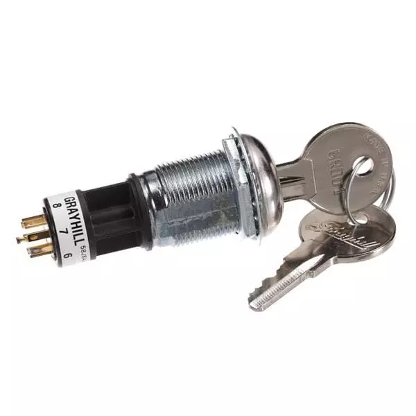GRAYHILL Keylock Switch Non-Illuminated 5 Position, 58J8A45-01B05N