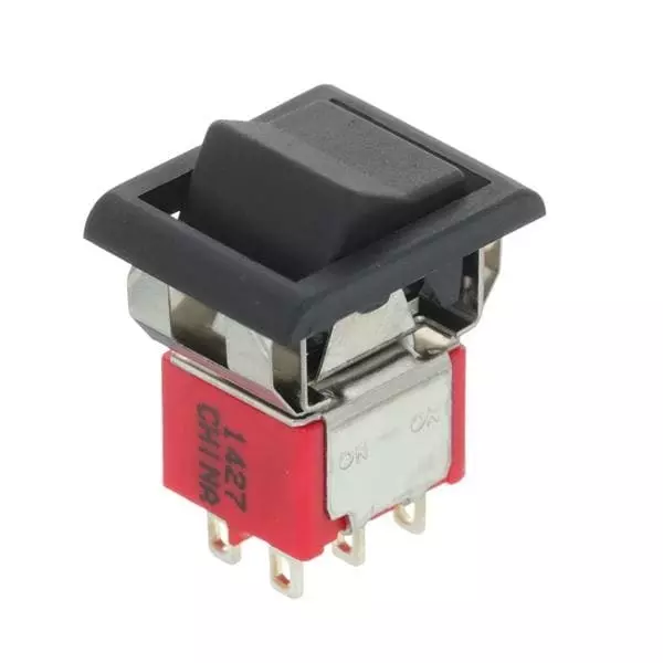 TE CONNECTIVITY Rocker Switch Non-Illuminated Quick Connect Termination 2 Amp Rocker Actuator 30 V DC, A201J51ZQ0004