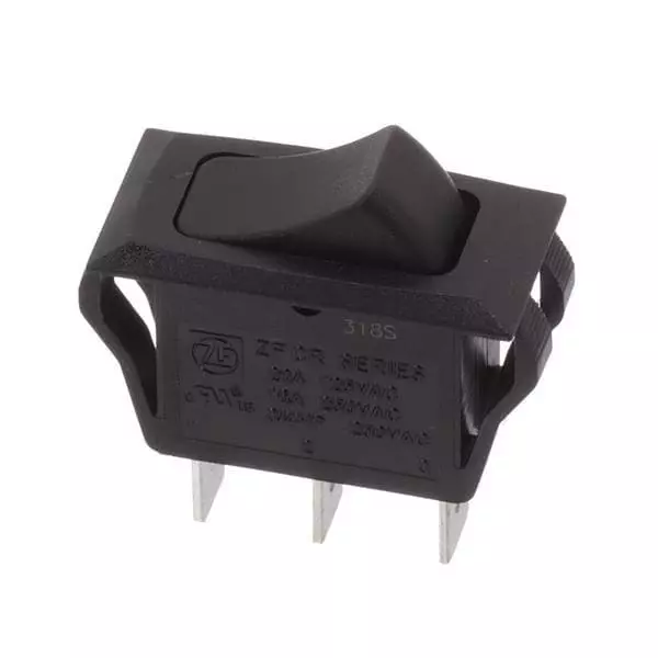 ZF Rocker Switch Non-Illuminated Quick Connect Termination 20 Amp, CRE23F2BBBNE