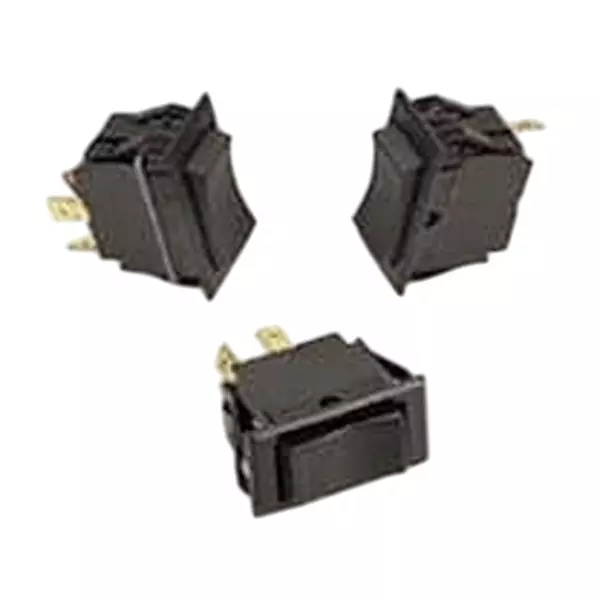 CARLING TECHNOLOGIES Rocker Switch Non-Illuminated Quick Connect Termination 15 Amp Curved Rocker Actuator, TIGC51-6S-BL-NBL