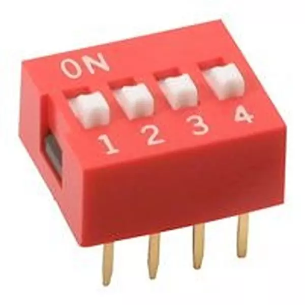 E-SWITCH Dip Switch, 4Pos, Spst, Slide, Th, Kas1104Et. (Pack of 1014)