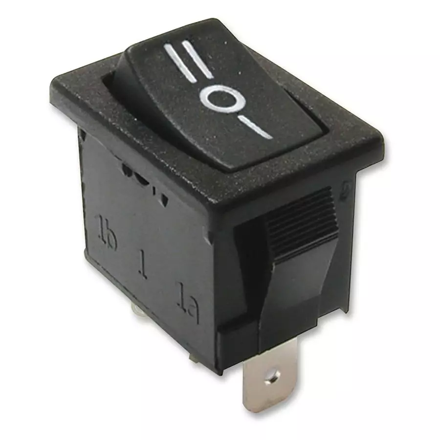 E-SWITCH SWITCH, ROCKER, SPDT, 15A, 125VAC, BLACK, R1966DBLKBLKCF.