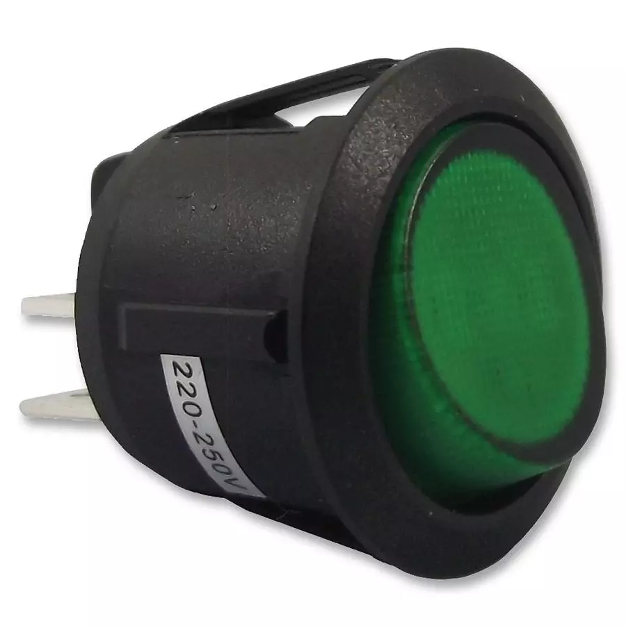 ARCOLECTRIC (BULGIN LIMITED) SWITCH, ROCKER, SPST, GREEN ILL, R13244BNAB