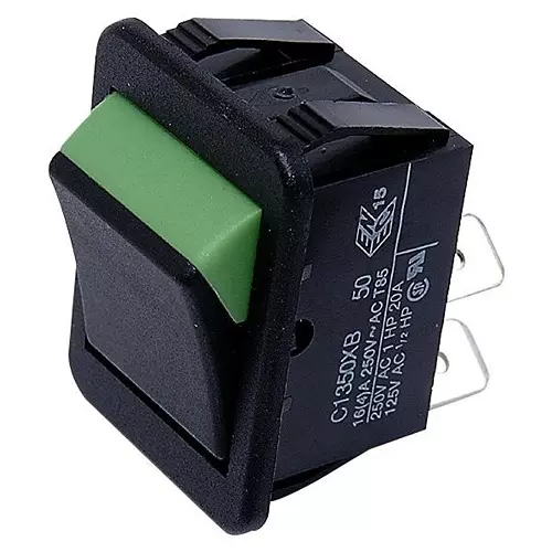 ARCOLECTRIC (BULGIN LIMITED) ROCKER SWITCH, DPST, BLACK/GREEN, C1350XB BLK/GRN