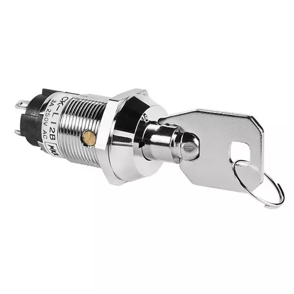 NKK SWITCHES Keylock Switch Non-Illuminated Solder Lug Termination 3 Amp SPDT 2 Position, CKL12BTW01-004
