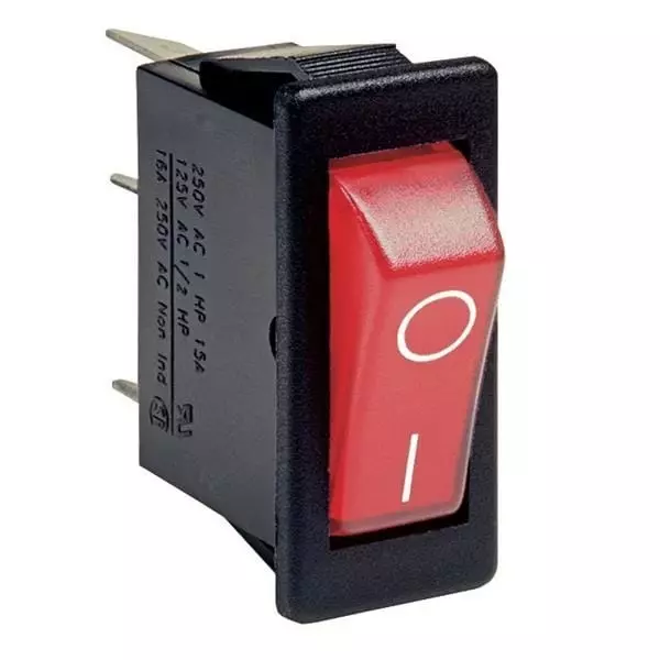 BULGIN LIMITED Standard Rocker Switch Illuminated Quick Connect Termination 10 Amp Rocker Actuator, C5503ARBR3