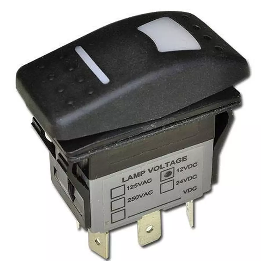 E-SWITCH Sealed Rocker Switch Non-Illuminated Quick Connect Termination 20 Amp Rocker Actuator, R711FB1-SXXXNBBNNX