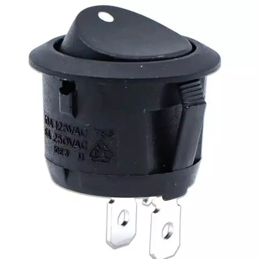 E-SWITCH Power Rocker Switch Illuminated Quick Connect Termination 16 Amp Rocker Actuator, RR3112LBLKBLKGRNEF3