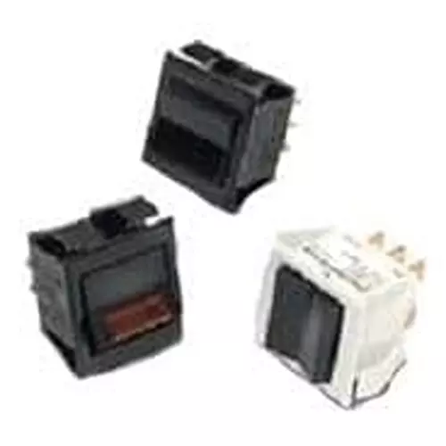 CARLING TECHNOLOGIES Mid-Sized Tippette Rocker Switch Quick Connect Termination 10 & 15 Amp Rocker Actuator, LTGUO501-TR-B-R/240V