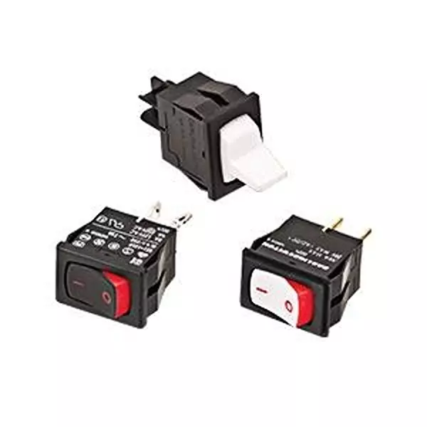 CARLING TECHNOLOGIES Subminiature Rocker Switch Quick Connect Termination 11 Amp Curved Rocker Actuator, 62116919-0-8-W