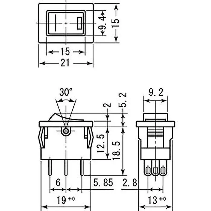 MIYAMA ELECTRIC Wave Switch 1 Pole 125/250 V Rated Voltage, DS-850K-S-LG-N