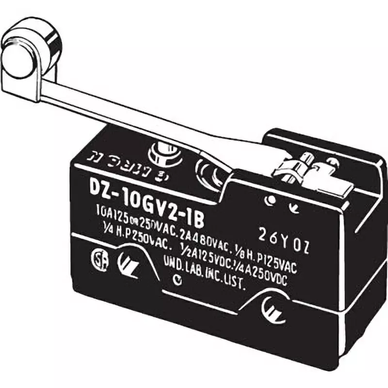 Omron Double Pole Basic Switch DZ Hinge Roller Lever Type, DZ-10GV2-1B