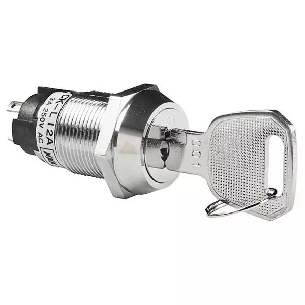 NKK SWITCHES Keylock Switch Non-Illuminated Solder Lug Termination 3 Amp SPDT 2 Position, CKL12AFW01-001
