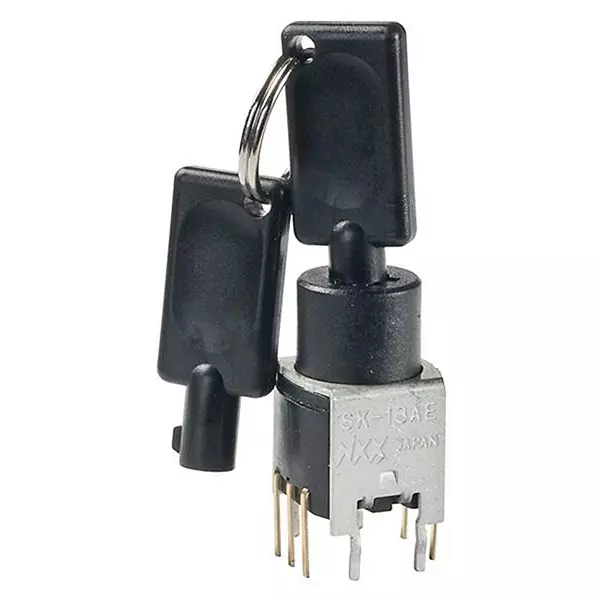 NKK SWITCHES Keylock Switch Non-Illuminated Pin Termination 100 uA SP3T 3 Position, SK13AEG13