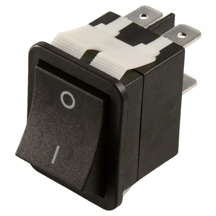 E-SWITCH ROCKER SWITCH, DPST, 20A, 125VAC, BLACK, WB242D1121.