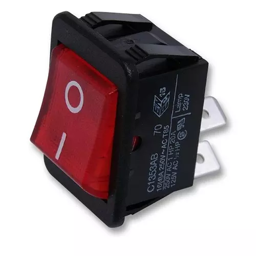 ARCOLECTRIC (BULGIN LIMITED) SWITCH, DPST, 15A, 250VAC, RED, I/O, C1353ABNAC