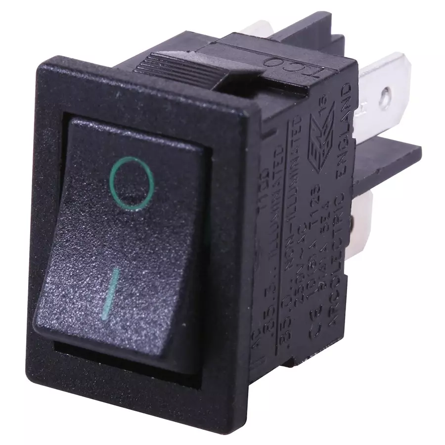 ARCOLECTRIC (BULGIN LIMITED) ROCKER SWITCH, DPST, BLACK/GREEN, H8550XBAAC